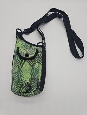 Smooth Trip AquaPocket Green Tropical Leaf Crossbody Water Bottle Carrier